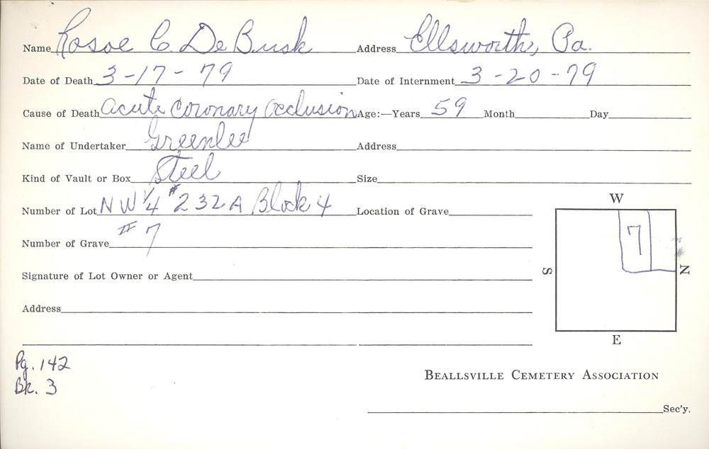 burial card